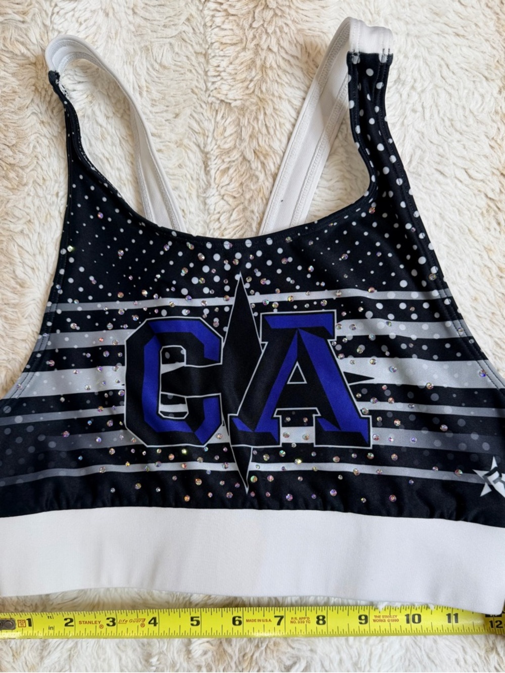 Cali All Stars GA Kids Black and White Polka Stripe One-Piece Swim Suit